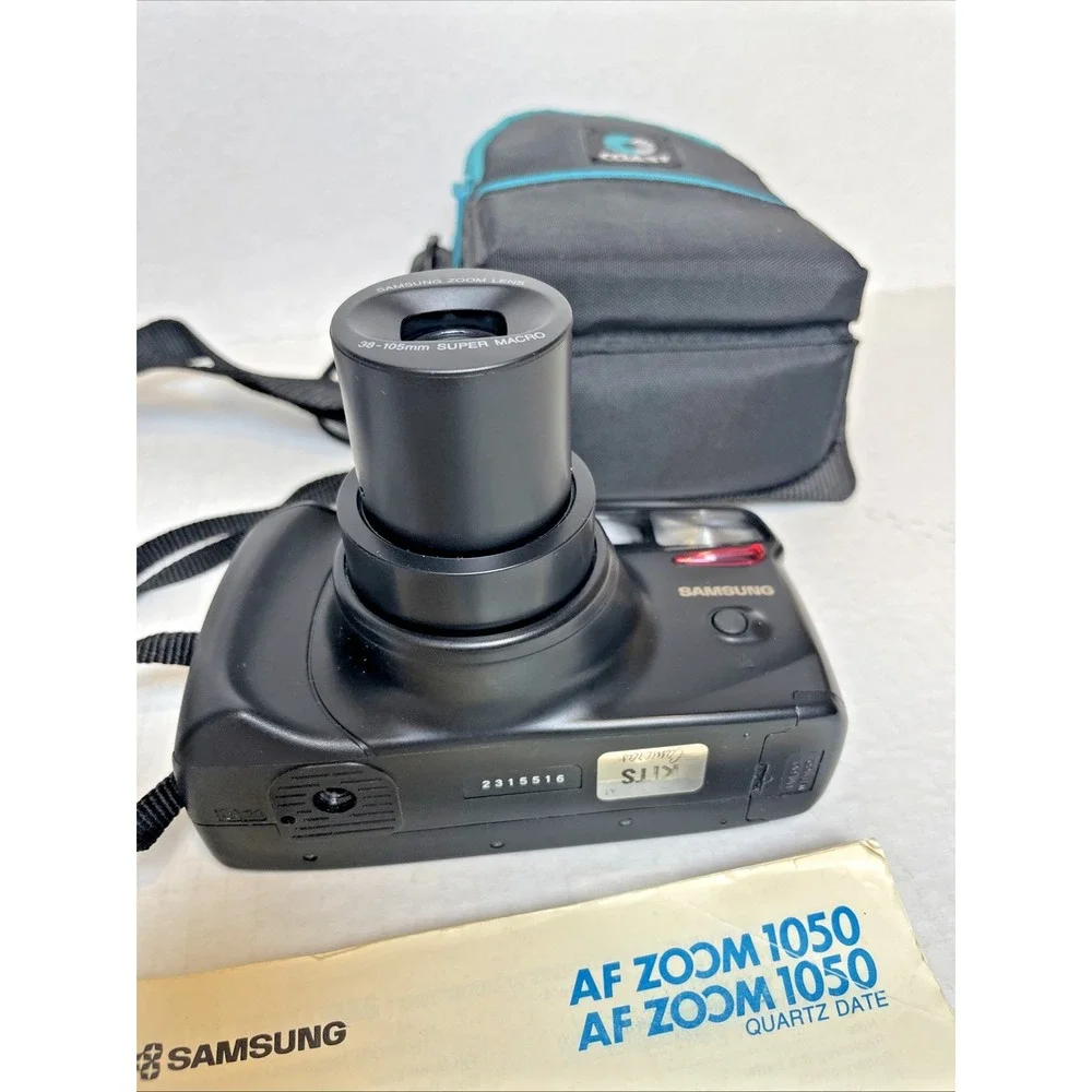 Samsung AF Zoom 1050 35mm Film Camera Point & Shoot Working w/ Case, Film,Manual